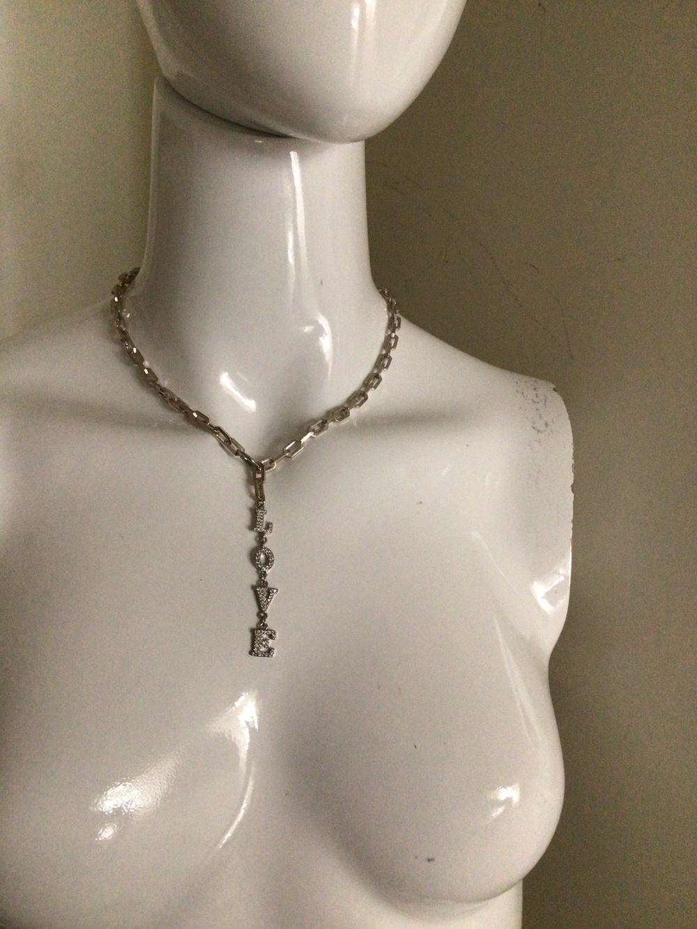 Silver 'LOVE' Pendant Link Necklace - Women Jewelry